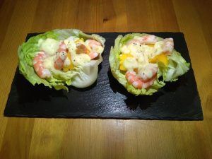 Ensalada afrodisíaca de langostinos y mango