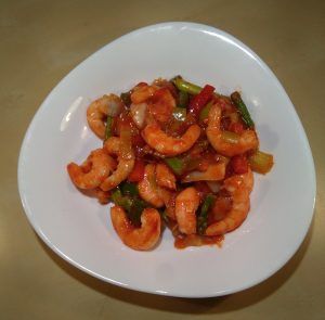 Langostinos con salsa de Chile-ajo